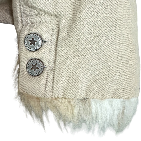 Y2K Faded Glory Tan Trucker Jacket Fur Trim Quilted Liner Size 1X - Picture 9 of 12